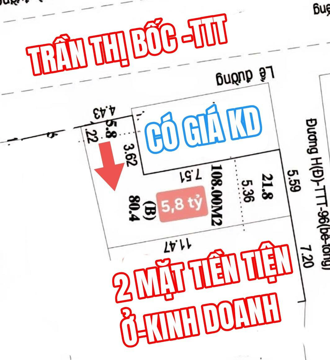 🛑 ĐẤTLỚN.COM liên tục giới thiệu đất phân lô sổ hồng riêng: Mặt tiền Trần Thị Bốc 5x17m Thới Tam Thôn