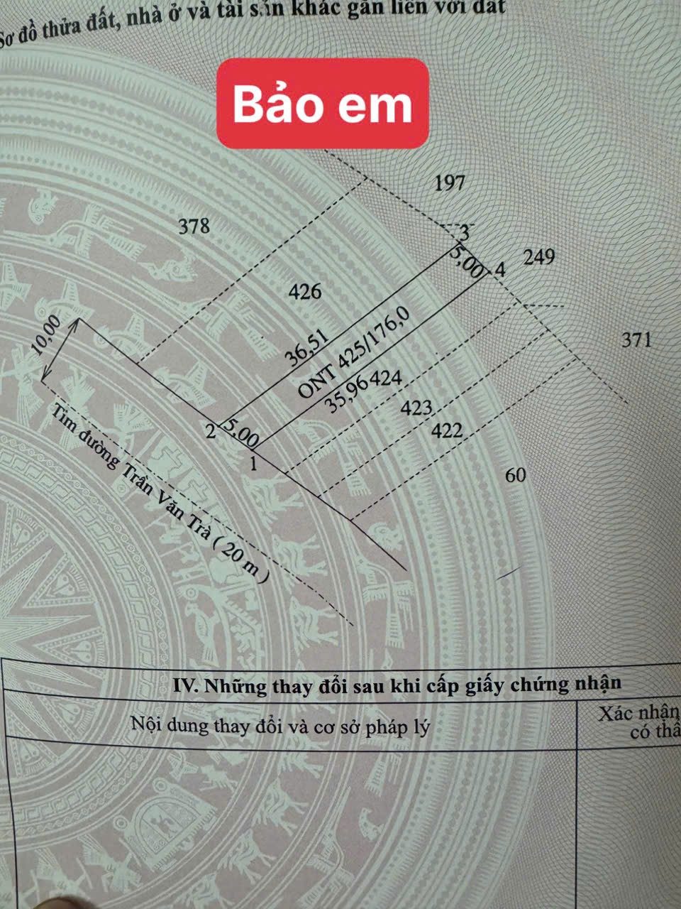 Bán đất 631m² full thổ cư ngang 17.75m giá 4.25 tỷ tại Đường Trần Văn Trà Phường Bình Minh