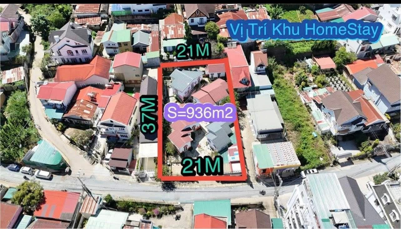 Bán 937m2(25x38) đất, 49 tỷ, đường Trạng Trình Đà Lạt, sẵn Homestay 19 phòng và 1 quán cafe