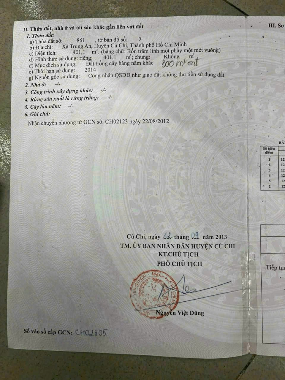 Cần bán gấp mặt tiền đường trung an