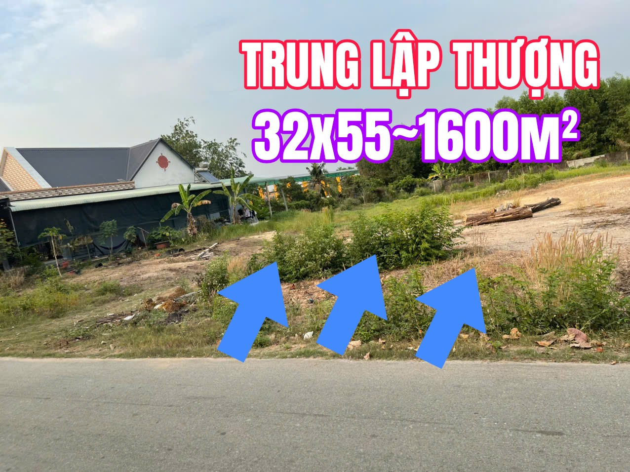 🟥Bán đất 1600m² có sẵn 300m² thổ cư ngang 32x55m giá 7.45 tỷ tại Trung Lập Hạ