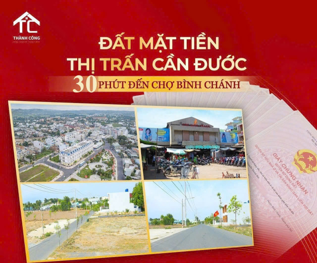 ĐẤT NỀN TRUNG TÂM THỊ TRẤN CẦN ĐƯỚC – NGAY PHỐ THƯƠNG MẠI - 1,35 Tỷ/100m2, SHR sẵn