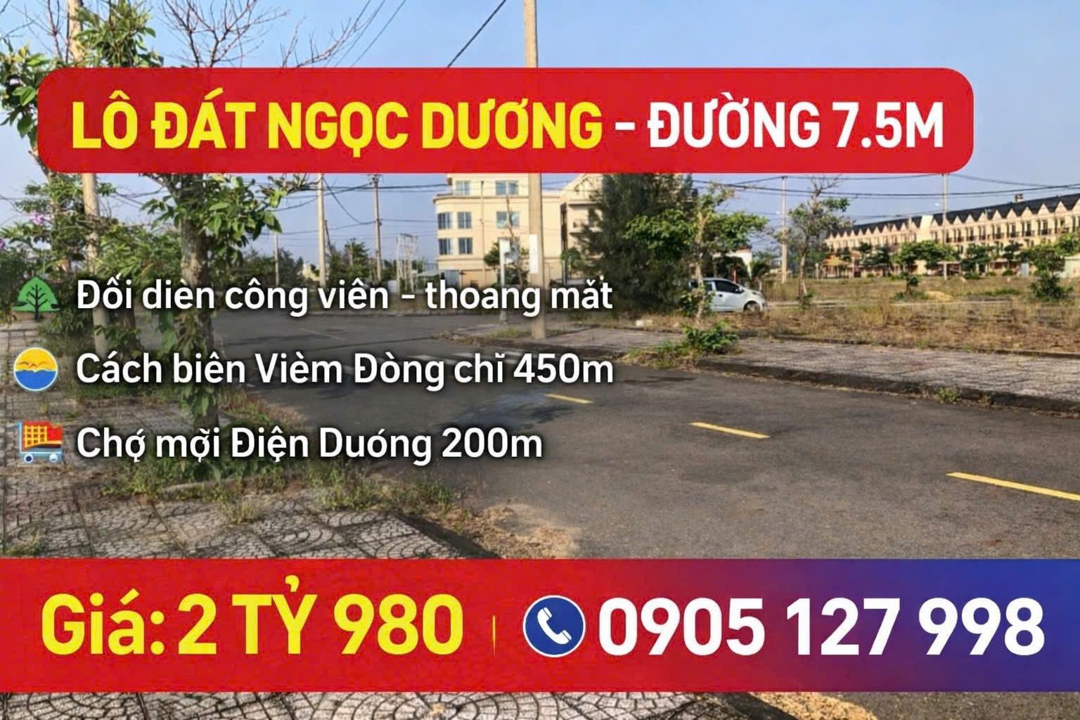 🏝️ BÁN ĐẤT ĐẸP ĐỐI DIỆN CÔNG VIÊN – KĐT NGỌC DƯƠNG -BIỂN ĐÀ NẴNG 🏝️