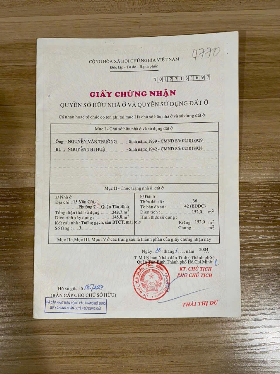 Bán nhà Mặt tiền Vân Côi, Phường 7, Quận Tân Bình – Giá 23 tỷ