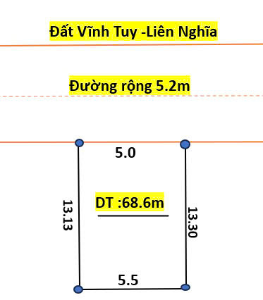 Bán đât vĩnh tuy liên nghĩa  thông số đẹp không tỳ vết diện tích 68.6m nở hậu giá đầu tư