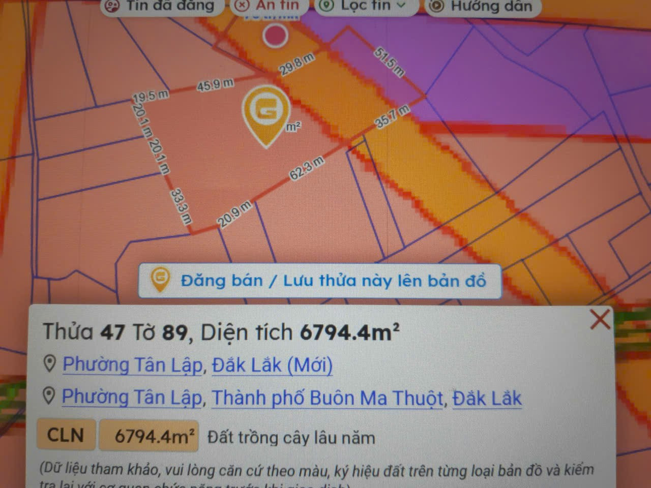 Bán đất 6794.4m² có sẵn Quy hoạch ODT 820 m² thổ cư ngang 51m giá 16.25 tỷ tại Đường Võ Nguyên Giáp Phường Tân Lập
