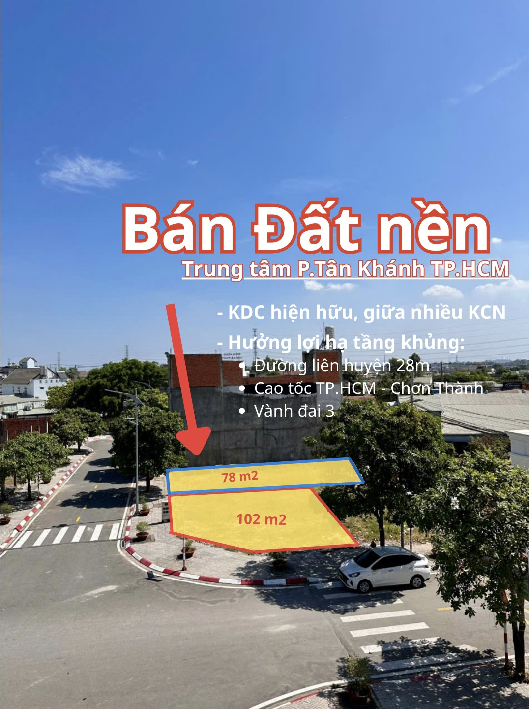 Bán Đất Nền Kinh Doanh 2 mặt tiền - Ngã 5 đường lớn DT743 P. Tân Khánh TP.HCM