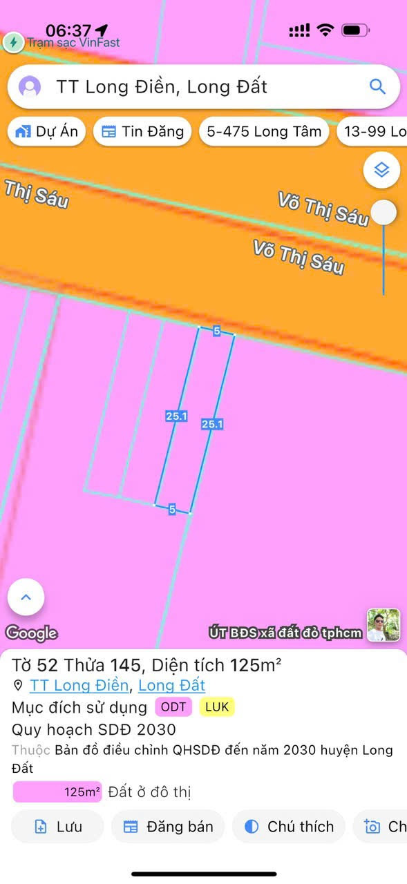 MẶT TIỀN ĐƯỜNG VÕ THỊ SÁU, CON ĐƯỜNG CHÍNH KINH DOANH MUA BÁN, THUỘC XÃ LONG ĐIỀN, TP HCM