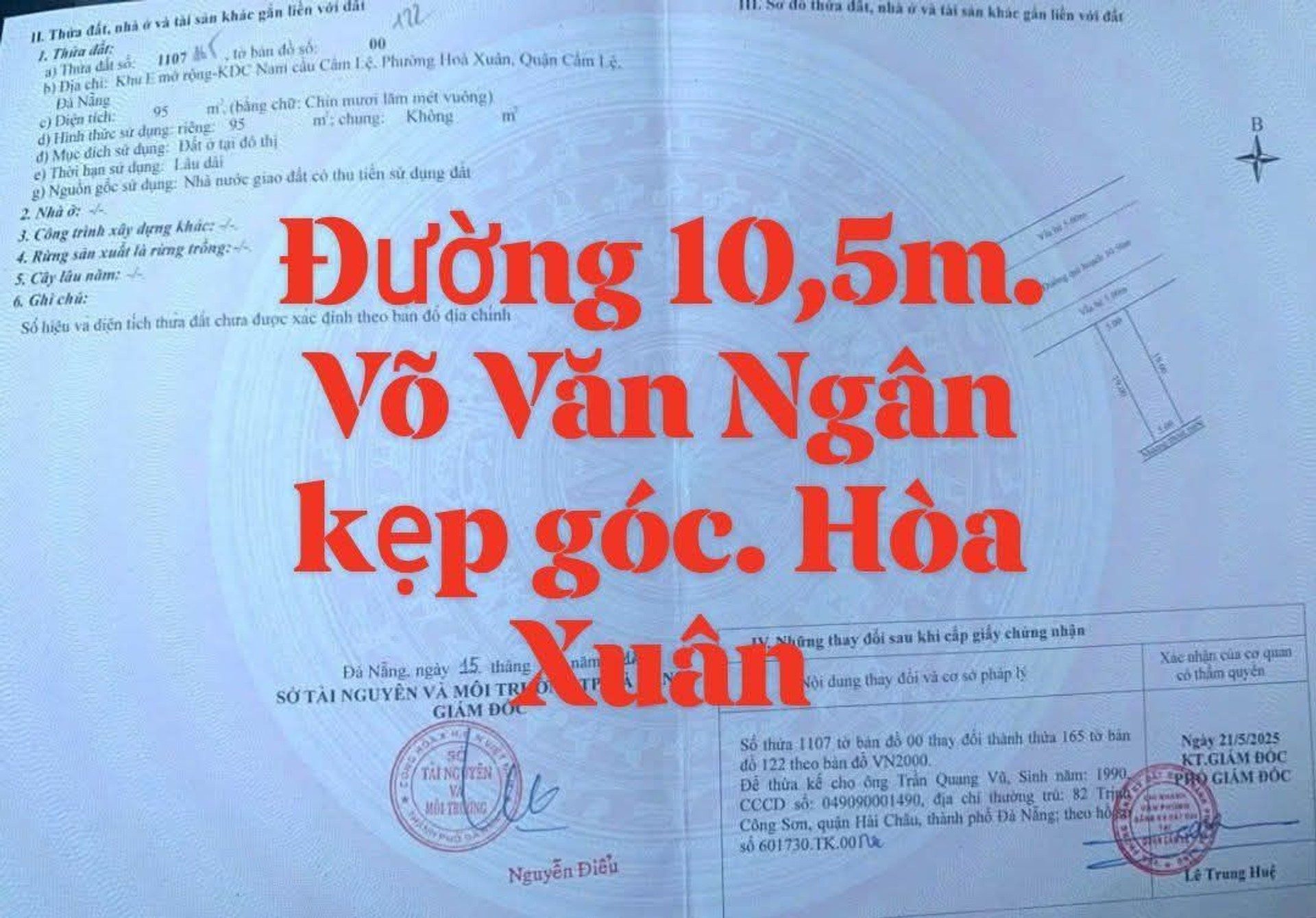 Chào bán lô kẹp góc đường Võ Văn Ngân – Hòa Xuân, Cẩm Lệ 🔥 Đường 10m5 - Chỉ 6.5 T.ỷ