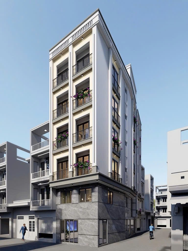 Nhà lô góc ngõ 3m Vũ Tông Phan.Diện tích: 80m².Xây: 7 tầng, thang máy.Mặt tiền: 4.2m.Giá: 27.x tỷ dòng tiền 1.5 tỷ/ tháng,