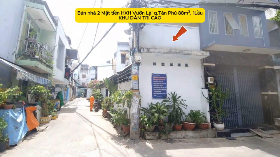 CỰC HIẾM-Bán nhà 2 Mặt tiền HXH Vườn Lài 88m², 1Lầu - KHU DÂN TRÍ CAO