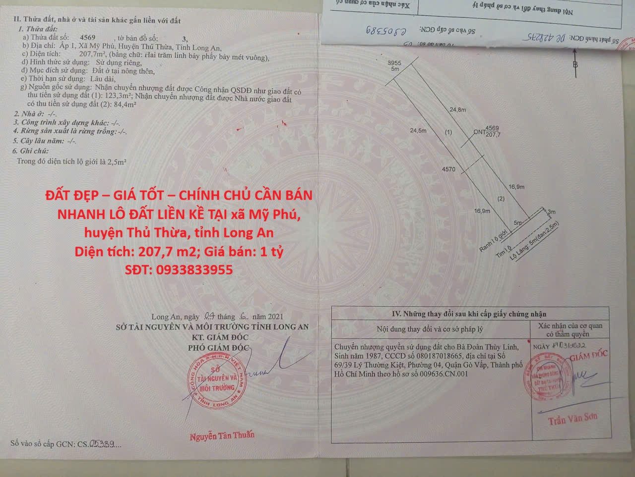 ĐẤT ĐẸP – GIÁ TỐT – CHÍNH CHỦ CẦN BÁN NHANH LÔ ĐẤT LIỀN KỀ TẠI huyện Thủ Thừa tỉnh Long An