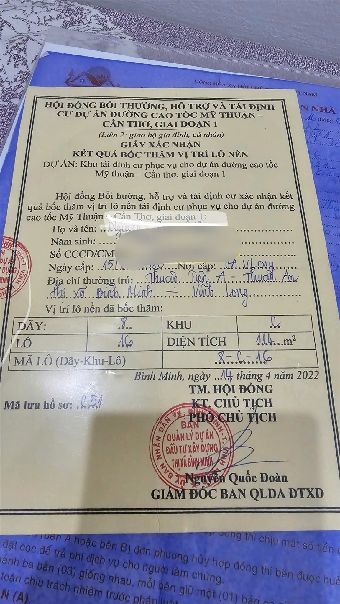ĐẤT ĐẸP – GIÁ ĐẦU TƯ  - CẦN BÁN LÔ ĐẤT TẠI Khu tái định cư cao tốc mỹ thuận cần thơ