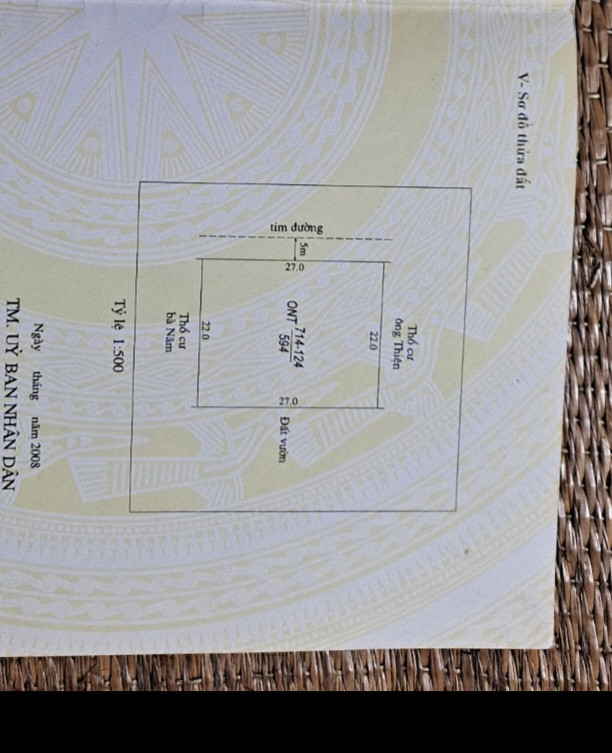 Bán đất 594m² ngang 27m giá 436 triệu Xã Văn Nho