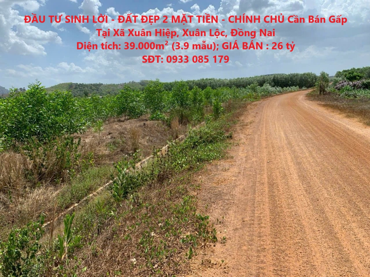 ĐẦU TƯ SINH LỜI - ĐẤT ĐẸP 2 MẶT TIỀN - CHÍNH CHỦ Cần Bán Gấp Tại Xã Xuân Hiệp, Xuân Lộc, Đồng Nai