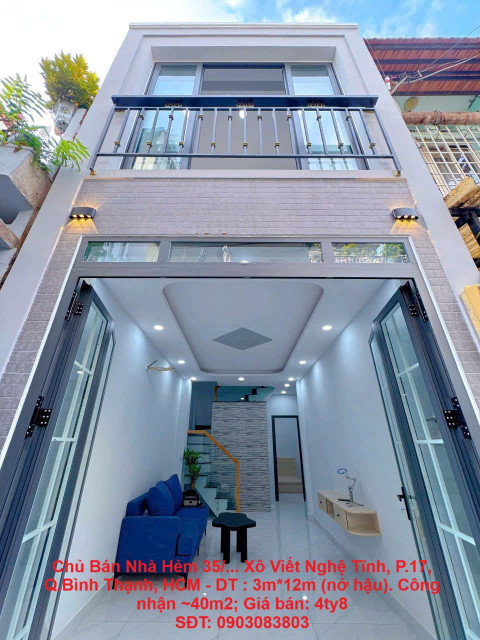 Chủ Bán Nhà Hẻm 35/... Xô Viết Nghệ Tĩnh, P.17, Q.Bình Thạnh, HCM .Nhà mới ở ngay có sân vườn, giáp TT Q.1