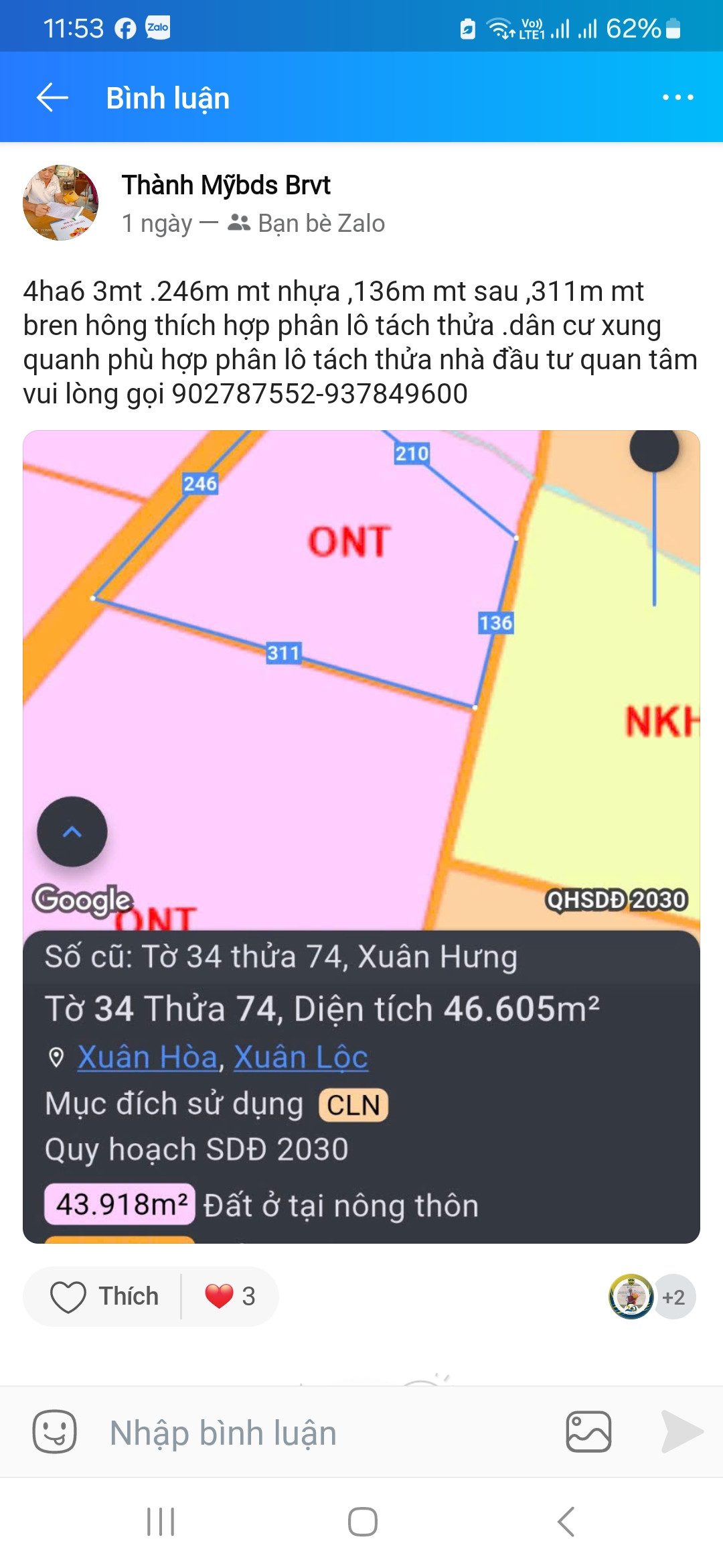 Cần bán gấp đất 3 mặt tiền đường