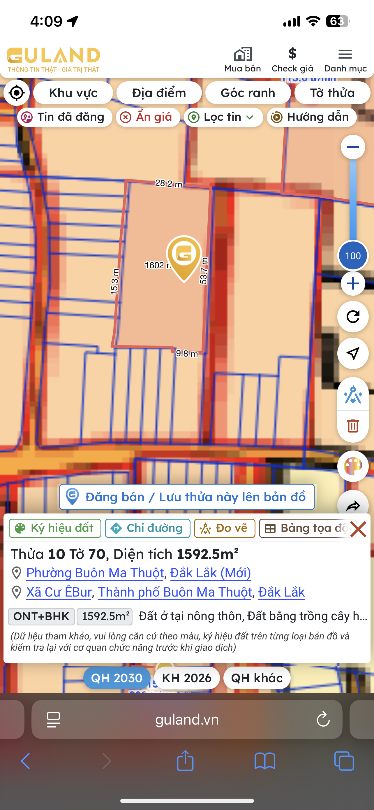 Bán đất 420m² ngang 15m giá 1,755 tỷ tại Đường Y Moan Phường Buôn Ma Thuột