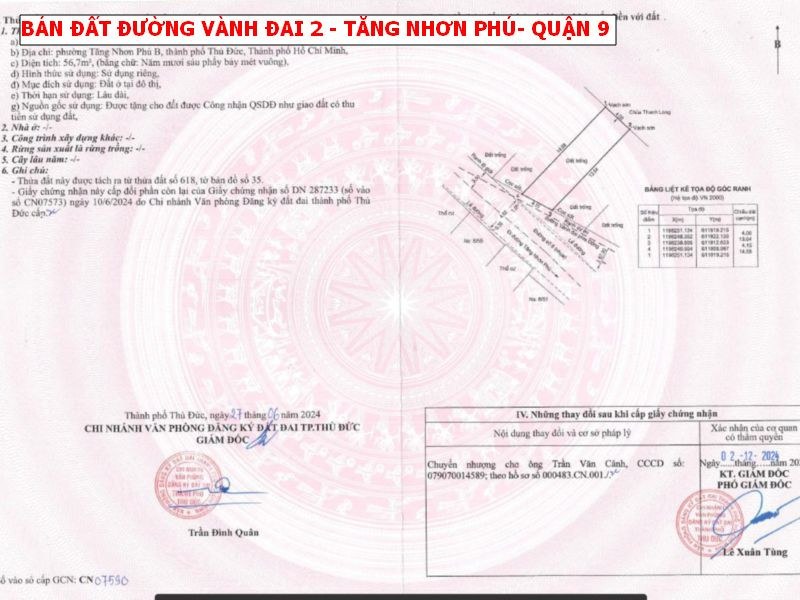 Bán đất mặt tiền đường vành đai 2, phường Tăng Nhơn Phú, quận 9