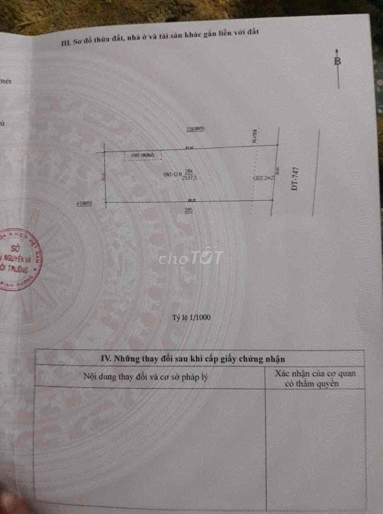 GIẢM MANH BÁN ĐẤT Mặt tiền DT 747 Bình Mỹ