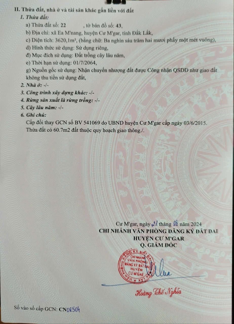 ĐẤT ĐẸP – GIÁ TỐT – CHÍNH CHỦ CẦN BÁN LÔ ĐẤT  tại xã Ea M’nang, Cư M’gar, Đắk Lắk