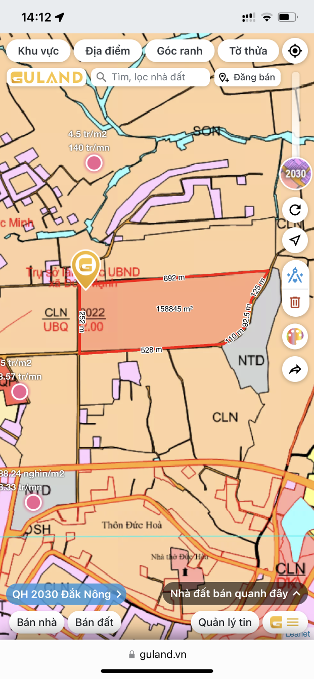 Bán  đất nông nghiệp 140000m² , giá 2.66 tỷ tại, Huyện Đắk Mil, Đắk Nông