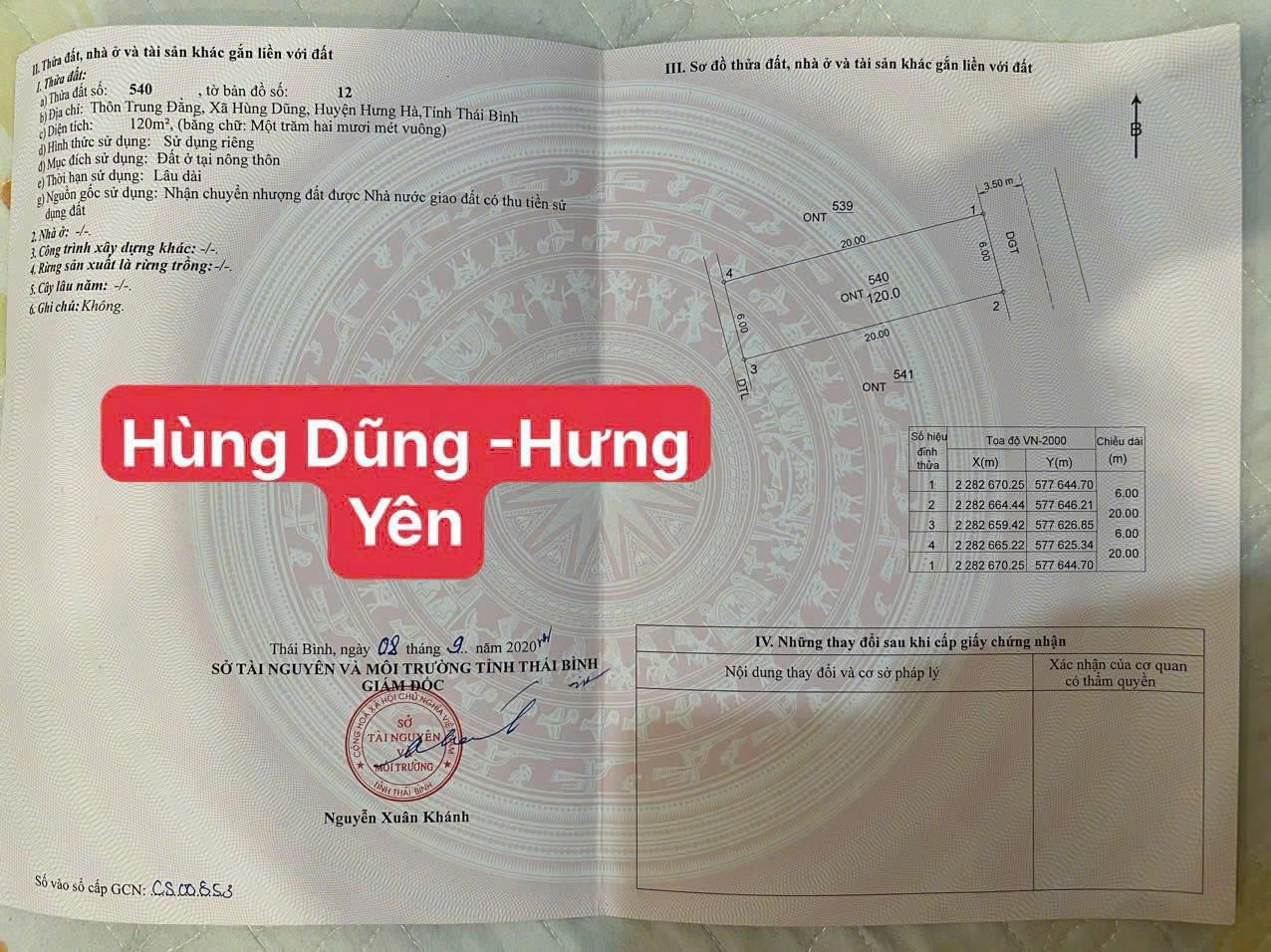 BÁN LÔ ĐẤT GIÁ TỐT – MẶT TIỀN RỘNG – HƯNG HÀ, THÁI BÌNH