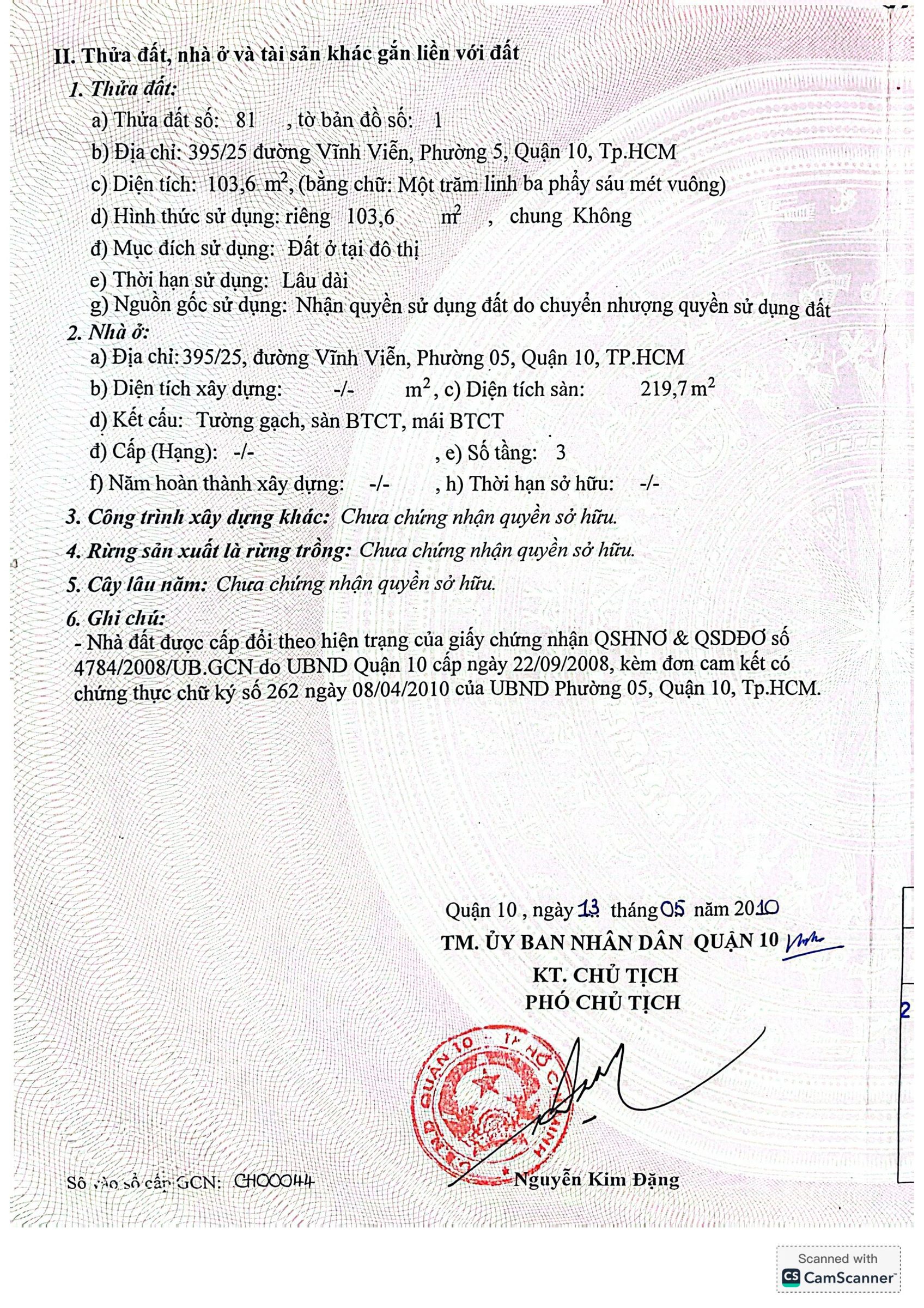 Cần Bán Nhà Hẻm 395/25 Vĩnh Viễn, P5, Q10 -Chỉ 25,8 tỷ