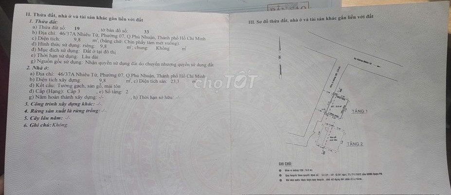 Nhà Đất 47/37A đường Nhiêu Tứ phường 07 Quận Phú Nhuận