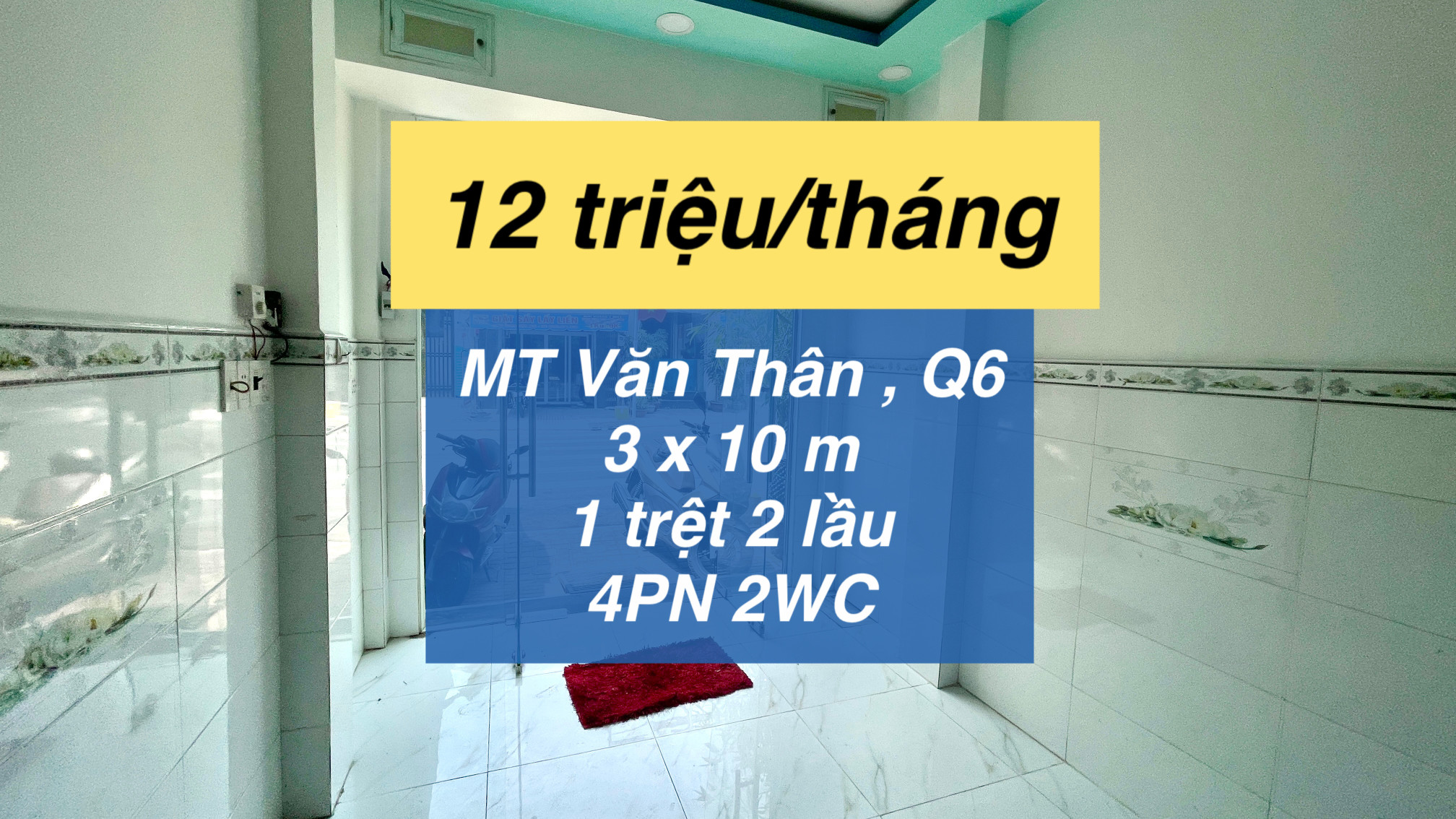 Mặt tiền Văn Thân cho thuê chỉ 12 triệu