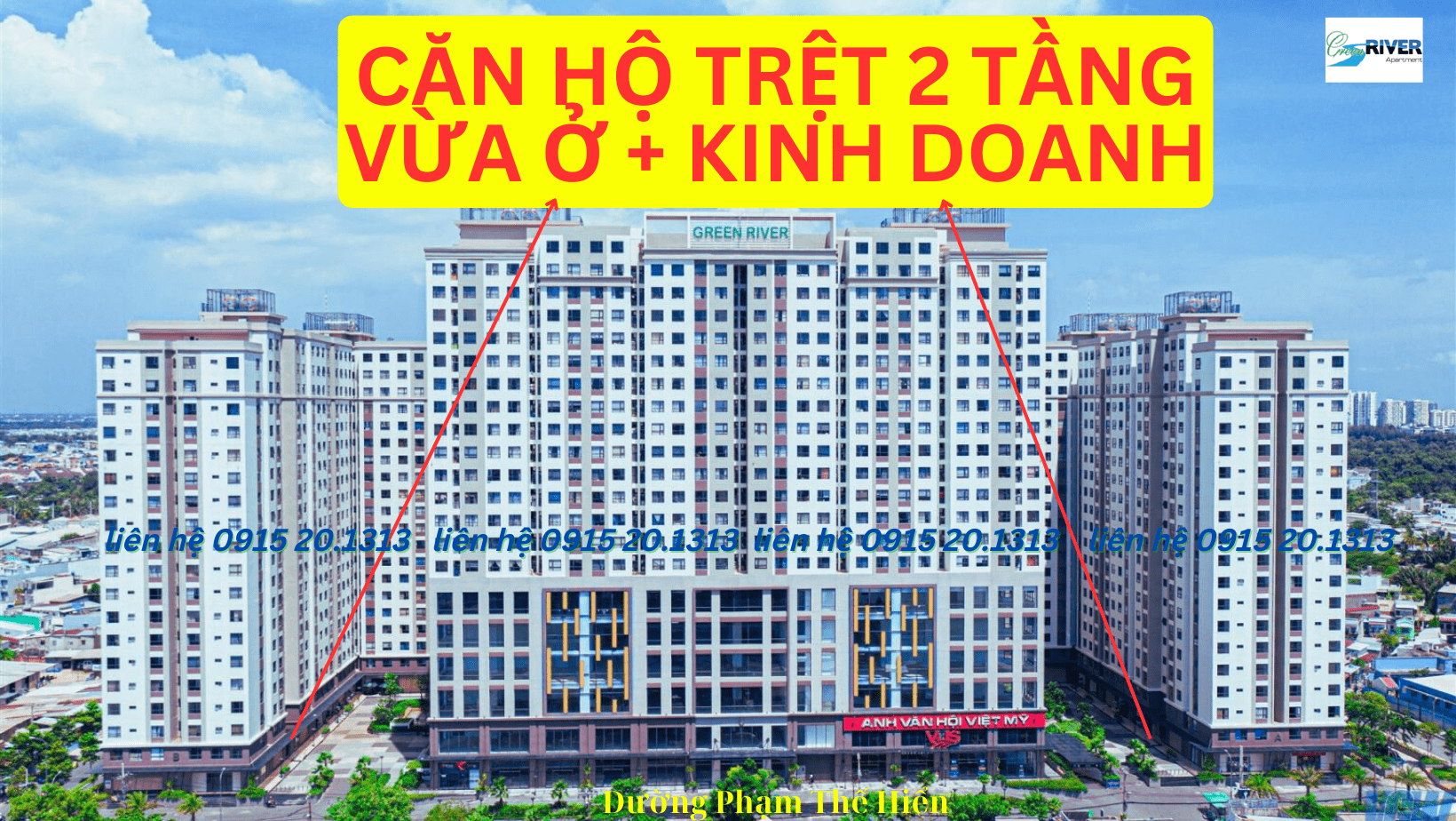 CĂN HỘ 1 TRỆT+1 LẦU - 151m2, GREEN RIVER QUẬN 8, TRẢ TRƯỚC 1.2 TỶ, VAY ĐẾN 80%, SỔ HỒNG RIÊNG