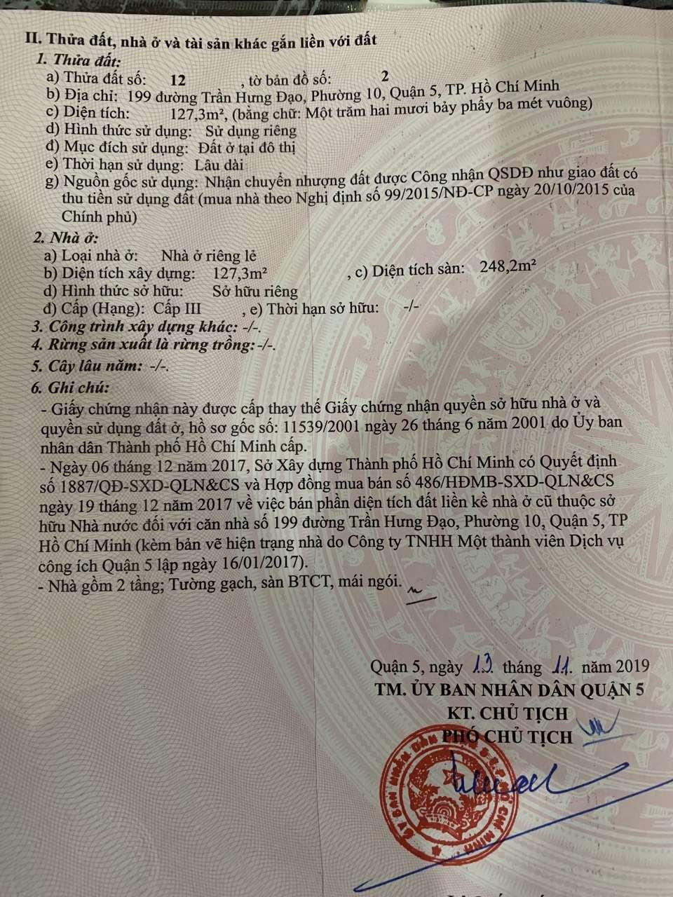 Bán nhà - 197 - 199 Trần Hưng Đạo, Phường 10, Quận 5 – Giá 80 tỷ