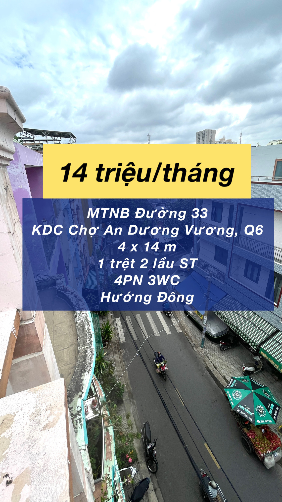 Cho thuê nhà 4 phòng gần chợ chỉ 14 triệu !