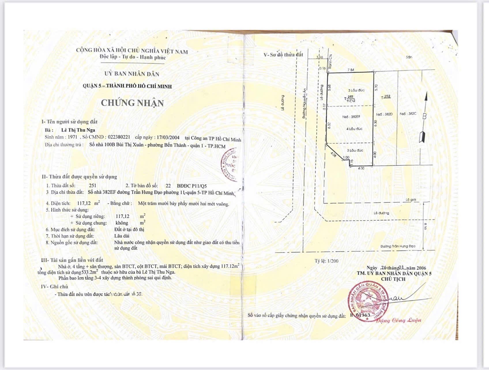 Cần Bán Gấp Nhà Mặt tiền 382EF Trần Hưng Đạo