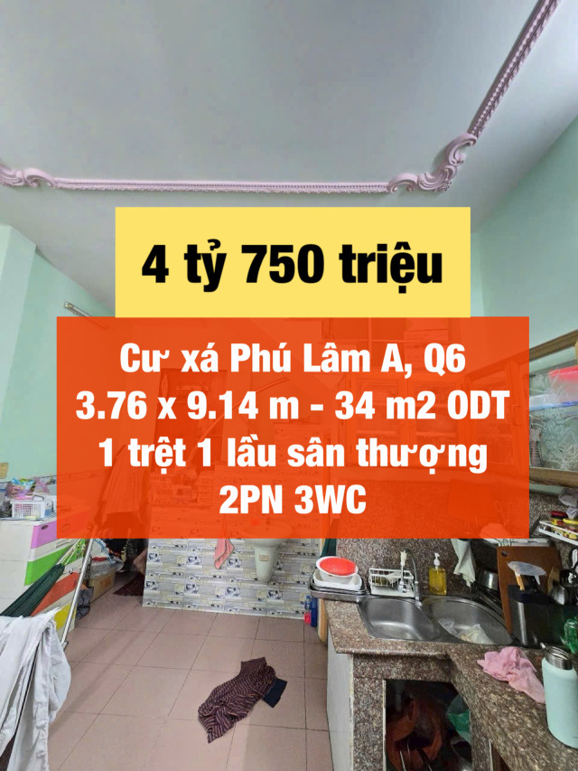 Nhà Cư xá Phú Lâm A chỉ 4.75 tỷ