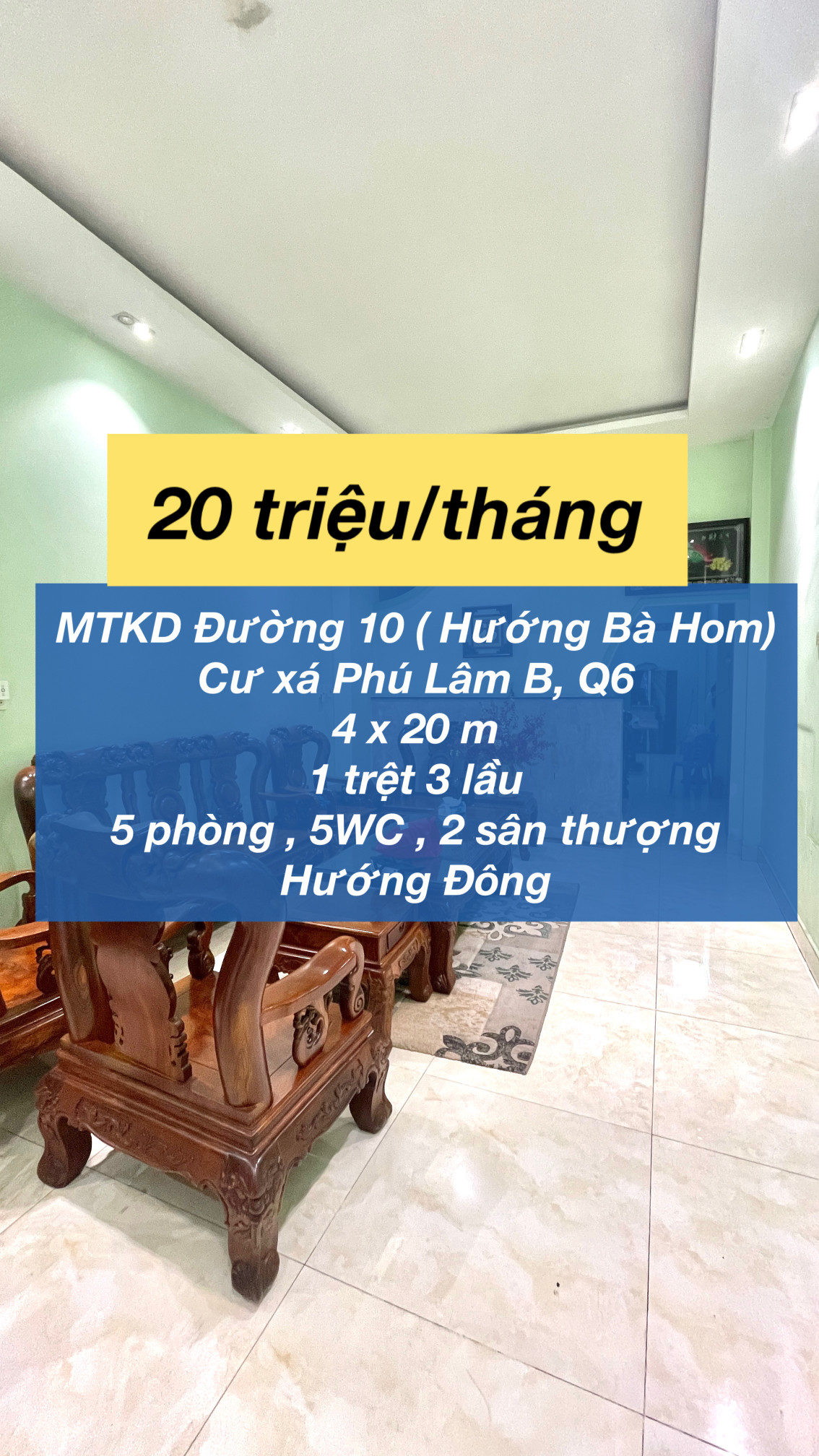Mặt tiền kinh doanh Cư Xá Ra Đa Q6 chỉ 20 triệu