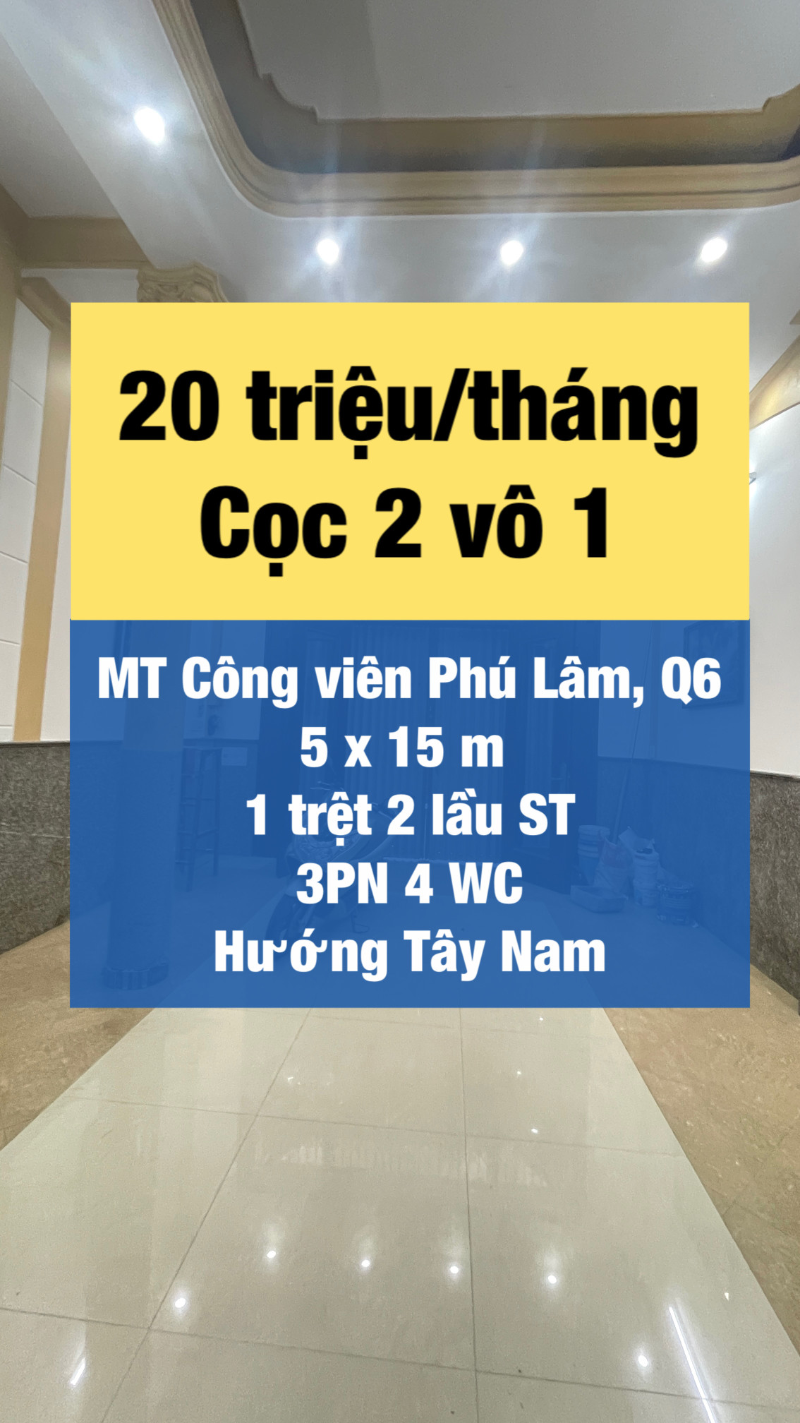 Nguyên căn 3 phòng đối diện công viên Phú Lâm