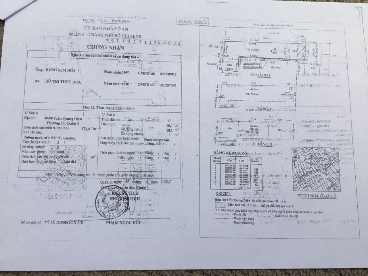 Chính Chủ Bán Nhà Hẻm 40/59 Trần Quang Diệu, Phường 14, Quận 3