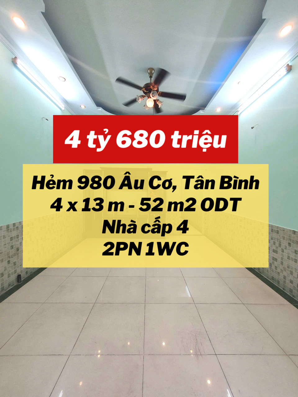 Nhà ÂU Cơ gần sân bay chỉ 4.68 tỷ