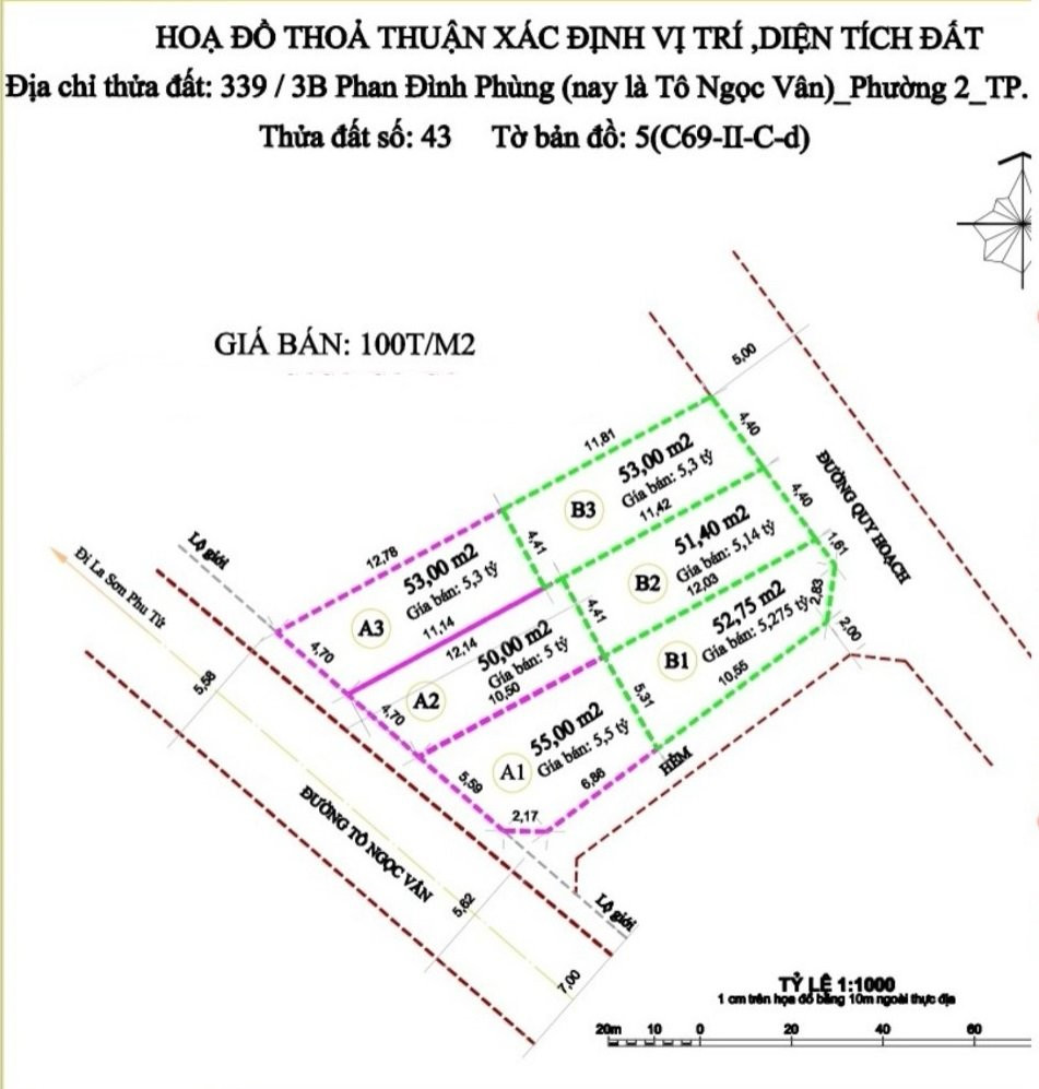 bán đất liên kế KQH Phan Đình Phùng giá chỉ từ 4ty800