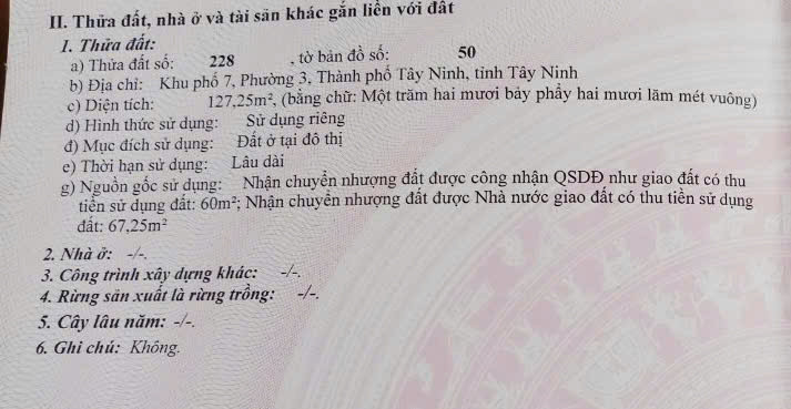 bán đất . DT 127 m2 . phường 3 . tp tây ninh