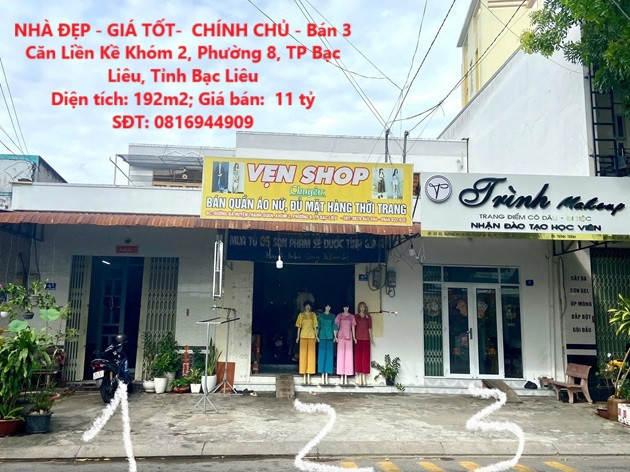 NHÀ ĐẸP - GIÁ TỐT-  CHÍNH CHỦ - Bán 3 Căn Liền Kề Khóm 2, Phường 8, TP Bạc Liêu, Tỉnh Bạc Liêu