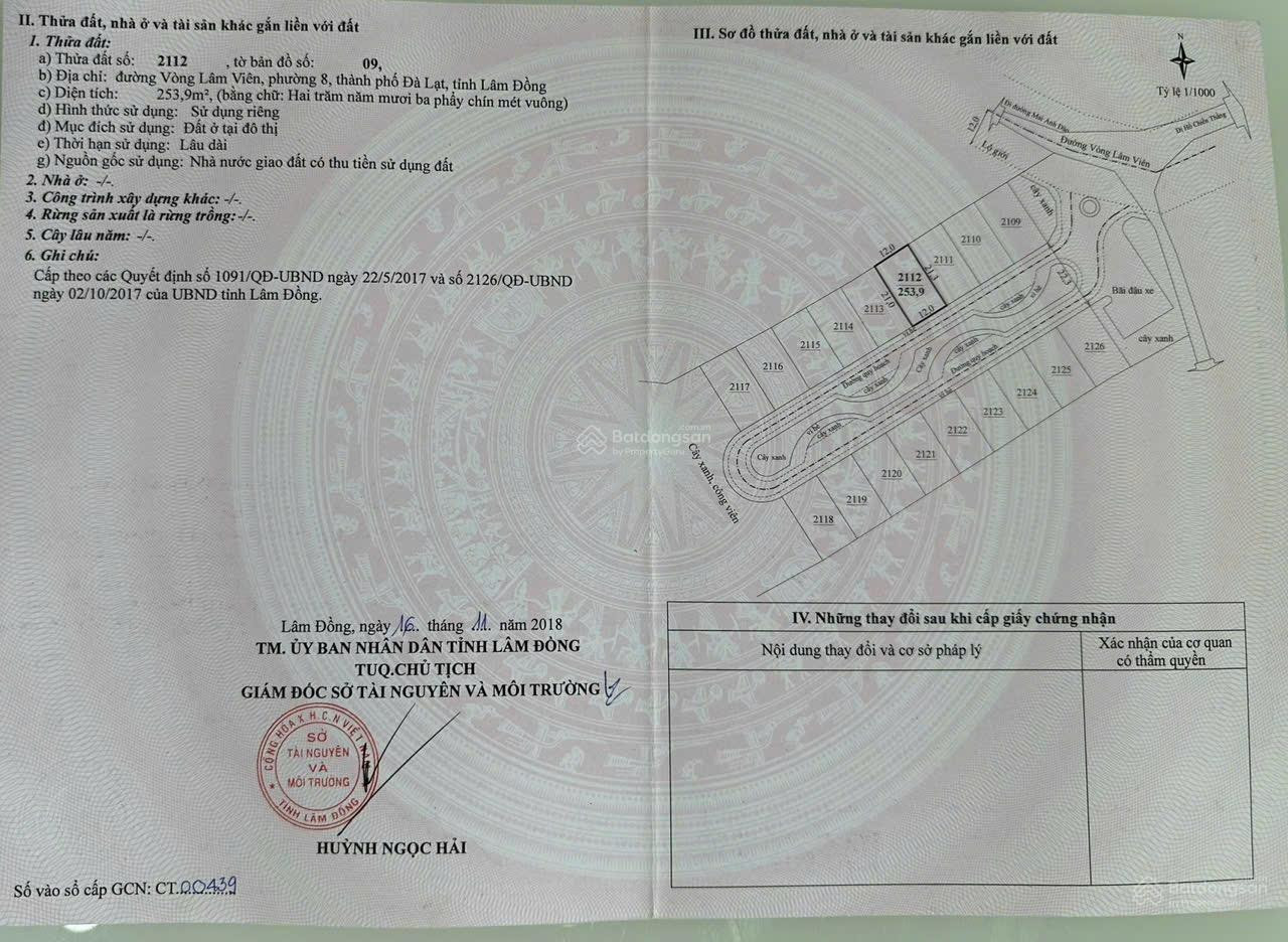 Bán đất đường vòng Lâm Viên