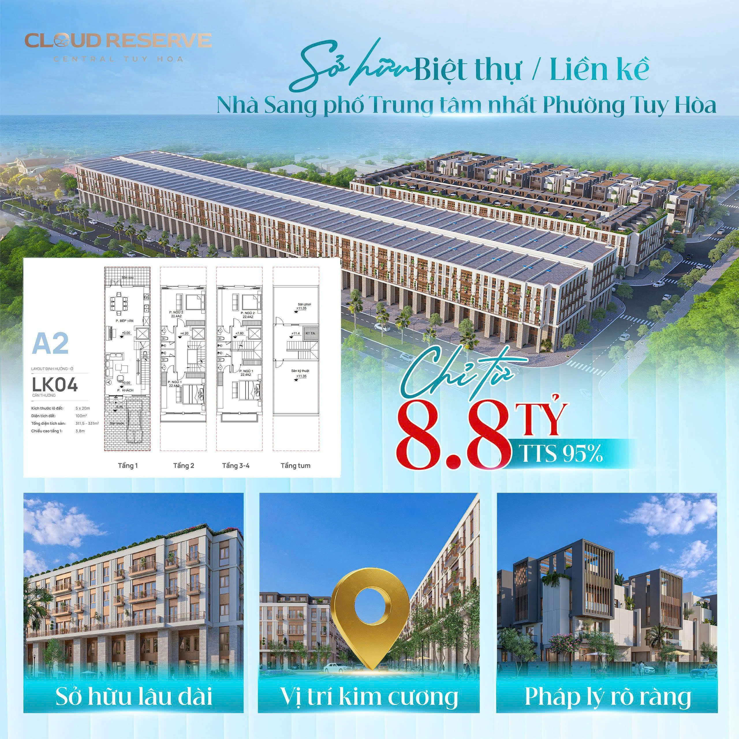 Chỉ từ 8,8 tỷ Sở hữu ngay nhà đường 20m DT 5x20m thổ cư xây 4,5 tầng trong KDC cao cấp nhất Tuy Hoà
