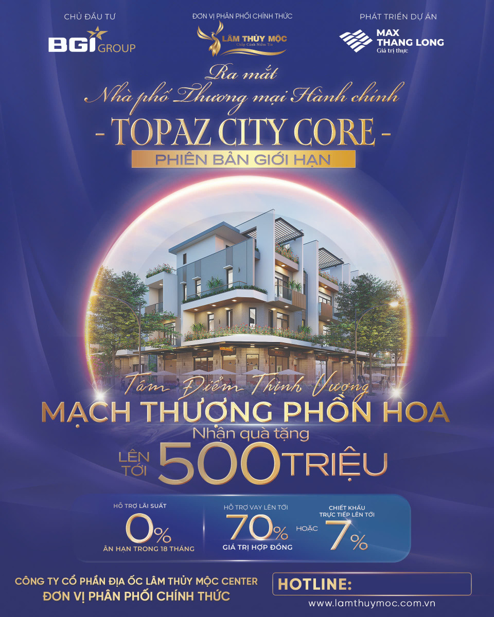 🏡 BÁN GẤP SHOPHOUSE TOPAZ CITY CORE – SỞ HỮU NGAY CHỈ  13,x tỷ