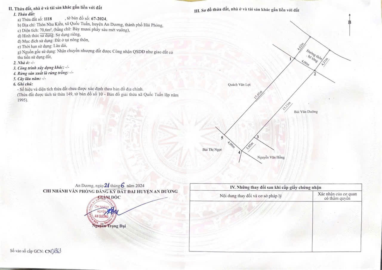 Duy nhất 1 lô mặt Trục Đường Thông diện tích hơn 70m2 tại TDP Như Kiều Phường An Dương. Chỉ 13xxtr 👉 đường ô tô thông các ngả, vị trí gần ngay Trục xã cách chỉ hơn 20m. 👉Tiện ích trường học, chợ, tạp hóa chỉ từ 1-3 phút di chuyển  👉 Cách 3 kCN Tràng Duệ, 