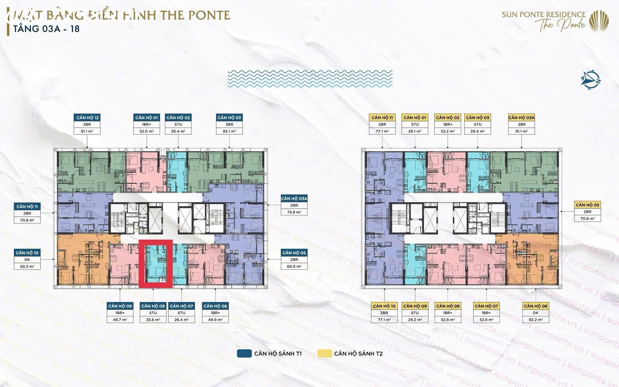 Bán căn Studio 25.8m2 - Sun Ponte tầng cao view đẹp, giá 2 tỷ 750tr, sở hữu lâu dài