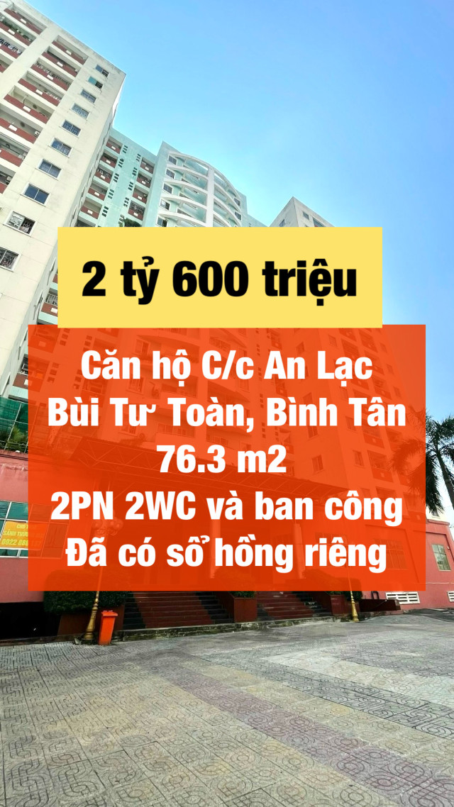 Căn hộ An Lạc Bùi Tư Toàn chỉ 2.6 tỷ