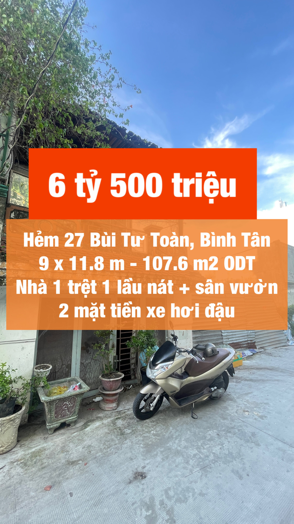 Nhà đất ngang 9m , hẻm xe tải Bùi Tư Toàn