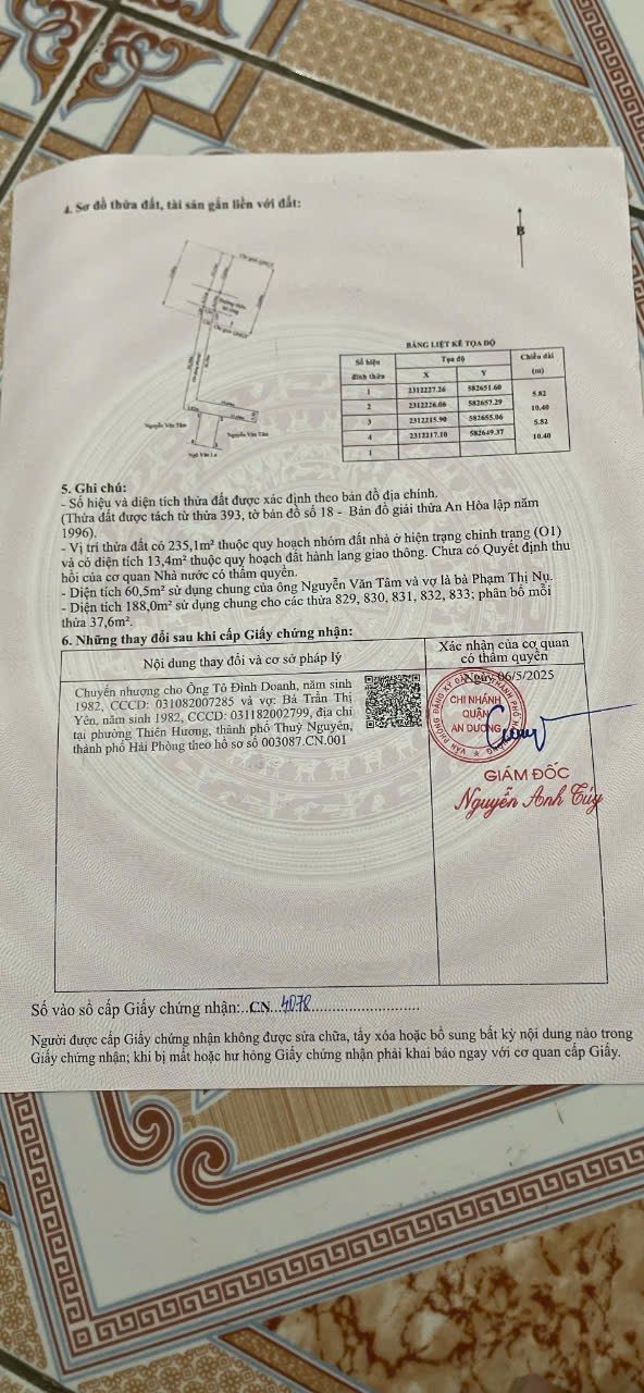 4/11/2025.Bán đất 60m² ngang 5,8m giá 599 triệu Phường An Phong( Hồng Phong. liên hệ 0362558882
